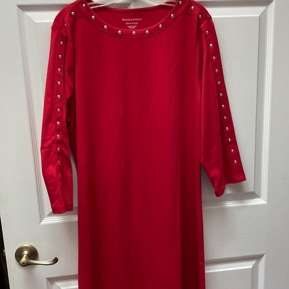 F womens Drapers & Damon’s solid red long sleeve regular size dress XL. EUC - Picture 1 of 3
